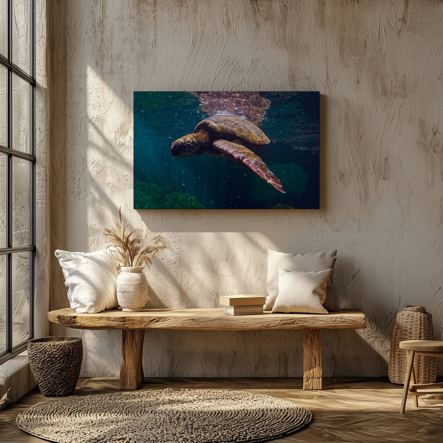 Galapagos Sea Turtle Underwater Canvas Print - Exclusive Wildlife Photography from Ecuador