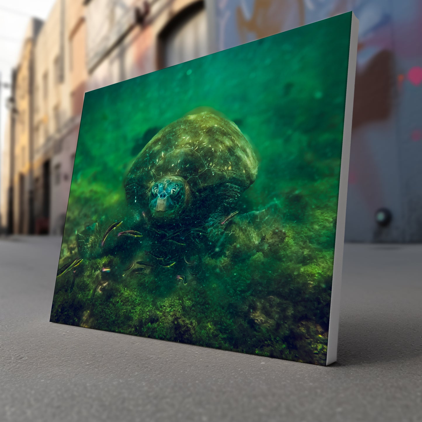 Galapagos Sea Turtle Underwater Canvas Print | Original Marine Photography | Wall Art