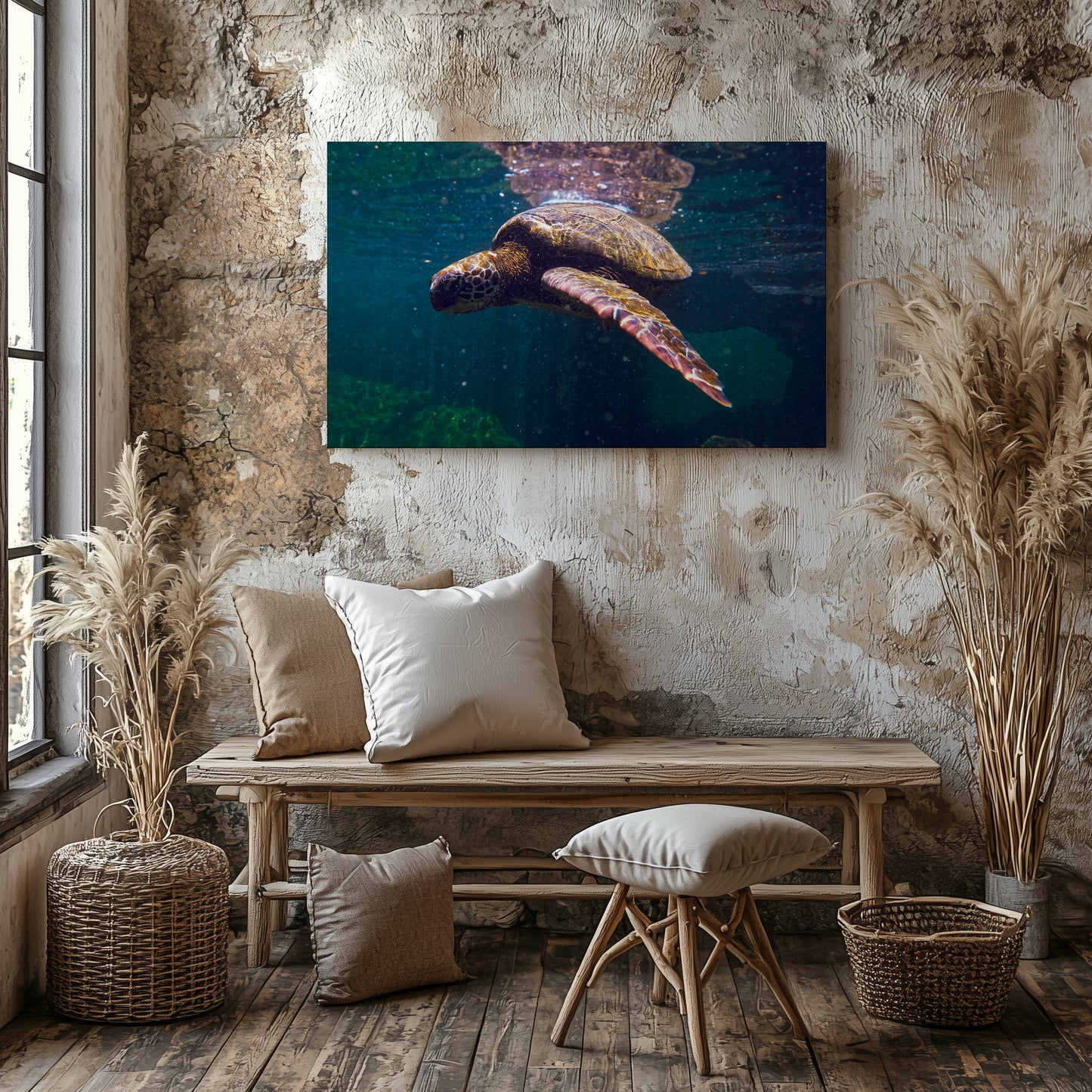 Galapagos Sea Turtle Underwater Canvas Print - Exclusive Wildlife Photography from Ecuador