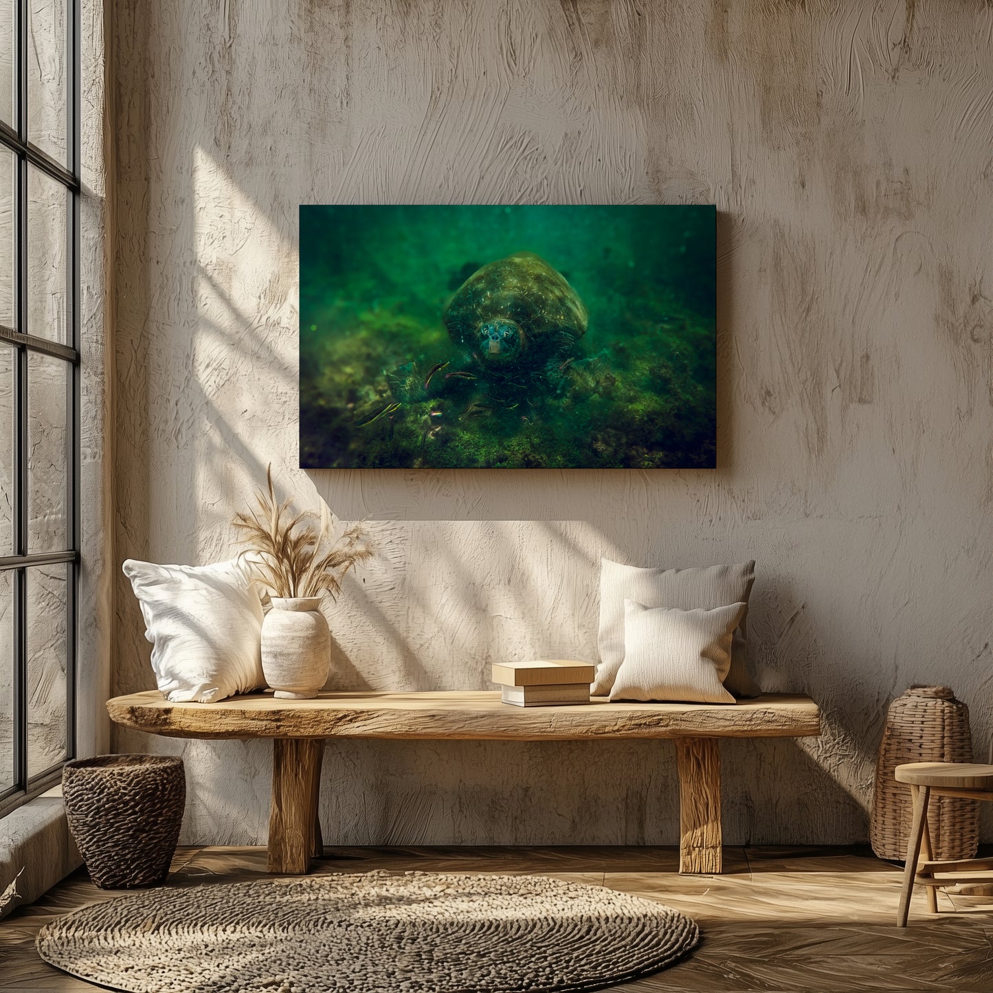 Galapagos Sea Turtle Underwater Canvas Print | Original Marine Photography | Wall Art