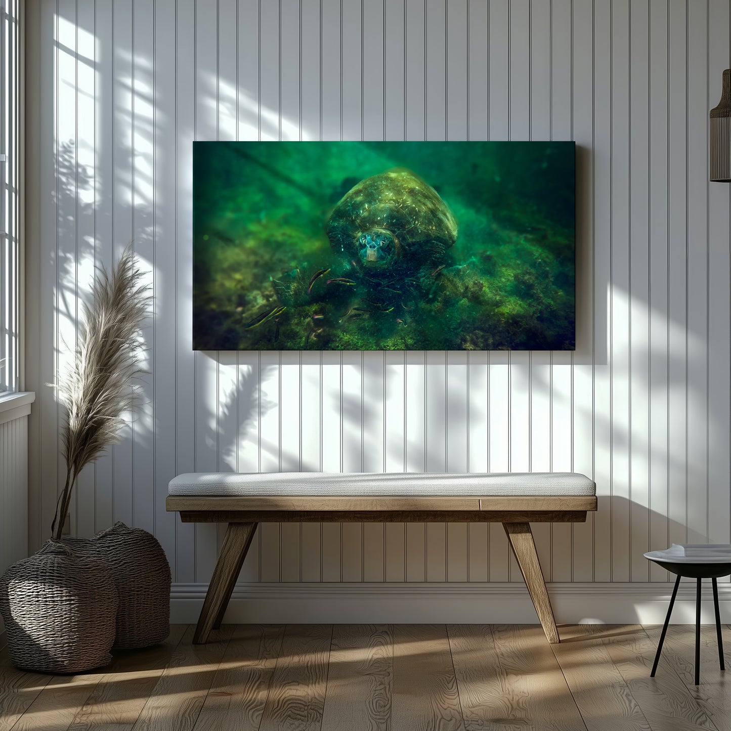 Galapagos Sea Turtle Underwater Canvas Print | Original Marine Photography | Wall Art